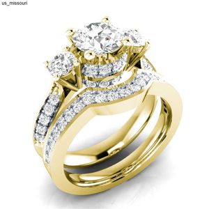 Anillos de banda 14 K oro peridoto diamante anillo conjunto joyería para mujer Anillos De Bizuteria anillos mujer piedras preciosas bijoux femme joyería anillos hombres J230522