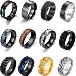 Anillos de banda 2022 Anillo de ansiedad de acero inoxidable para hombres, mujeres, cadena giratoria, anillos antiestrés, dragón azul, anillo de fibra de carbono, hombres, banda de boda J230531