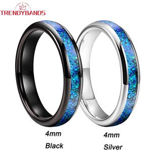 Anillos de banda 4 mm azul ópalo incrustación carburo de tungsteno banda de boda anillo de compromiso para hombres mujeres moda joyería de dedo ajuste cómodo 231218