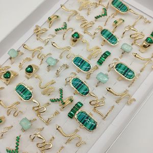 Bande Anneaux 60 pc Lot En Gros Acrylique Résine Vert Cristal Doigt Pour Les Femmes Or Plaque Alliage Serpent Animal Joint Anneau Partie Bijoux 221114