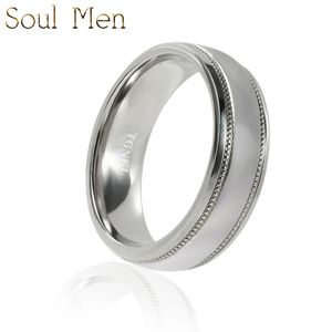 Anneaux de bande 6mm anneaux de mariage purs pour les femmes son classique uni mat brossé bord perlé promesse de fiançailles bijoux Comfot 231218
