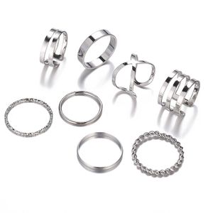 Anillos de banda 7 unids moda punk conjunto anillo conjunto geométrico giro minimalista joyería metal circor sier dorado para mujeres street dance drop de dhnz6