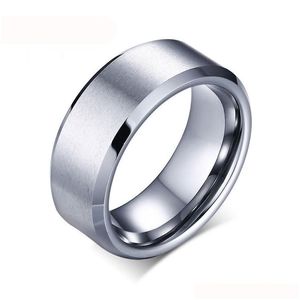 Bagues de bande de 8 mm de large pour hommes, bijoux de mariage en tungstène, carbure de haute qualité pour livraison directe, Dhi4E