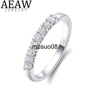 Bagues AEAW 14k Or Blanc 0.25ctw 2mm DF Coupe Ronde Fiançailles Mariage Moissanite Lab Grown Diamond Band Ring pour Femmes J230602