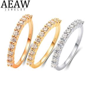 Anillos de banda AEAW 14K Oro amarillo Burbuja Rfor Mujeres CVD HPHT Laboratorio Crecido Diamante Solitario RMatchHalf Eternity WeddBand J240118