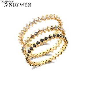 Anneaux de bande ANDYWEN 925 Sterling Silver Gold Full Zircon Rainbow CZ Lady Bird Ring Taille Femmes Bijoux De Mariage Rock Punk Rond Bijoux J230522