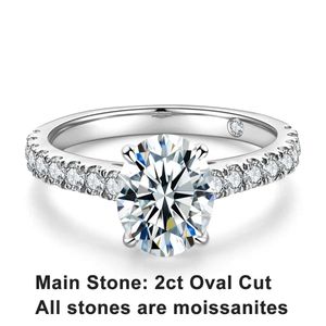 Anillos de banda Anujewel 2 anillo de mosonita de color D de corte ovalado 18K chapado en oro 925 STERLING Silver Ring Wedding Ring Wholesale J240410