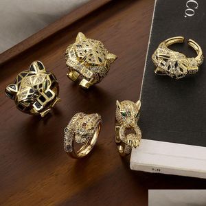 Anneaux de groupe Acheter une déclaration de mode de haute qualité Big Animal Ring pour les femmes bijoux de fête de fête Gold Couleur zircon Léopard Open Wholesale D DHI2X