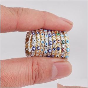 Bagues de bande Voiture DVR Femme Homme Bague Femme Bohème Mauvais Oeil Pour Femmes Hommes Accessoires De Mode Mâle Vintage Bijoux En Gros 20 Dhhey