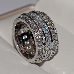 Bands Anneaux Choucong Wedding Top Sell Drop Ship bijoux sterling Sier Princess Cut White Topaz CZ Diamond Gemstones Promise Women Engagement
