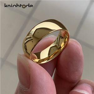 Anillos de banda Class Gold Color Anillo de bodas Tungsten Carbide Rings Mujeres Menores Anillo de compromiso Joyería Joya Dome ¡Nombre de grabado de banda pulida 230225