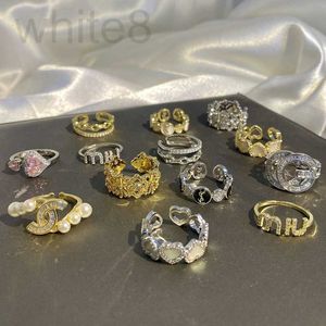 Band Rings designer version coréenne de la bague de perles haut de gamme de luxe léger, niche féminine, main de fille épicée ouverte en zircon MR33