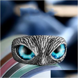 Anillos de banda Evil Blue Eye Owl turco Anillo mágico Emo Pride Matching Accesorios Punk Mujeres Hombre Parejas Regalos Autodefensa Drop Entrega DH68J