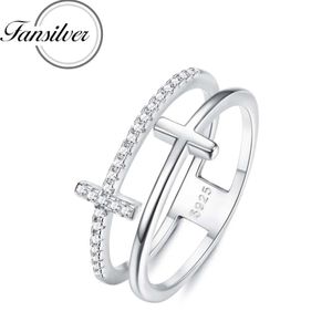 Band Anneaux Fansliver 925 Ring Sterling Silver 18K Platine Galvanisé Fashion Flat Pattern empilable Round Wholesale of Womens Bijoux Q240429