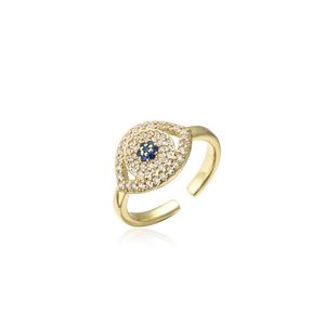 Anillos de banda Joyería de moda Anillo de mal de ojo turco Ojos azules Incrustaciones de circón Apertura Entrega de gota Dhoeg