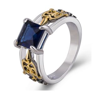 Anillos de banda Moda Simple Cuadrado Diamante Zafiro Circón Chapado en oro Dos tonos Arco Flecha Marquesa Anillo Regalo Joyería Entrega de la gota Dhopv