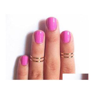 Band anneaux Fashion Femmes Midi Urban Gold Sier Stack Plain Cute Above Knuckle Nail Anneau For Girl Christmas Gift Brop Drop Lipt Otngb