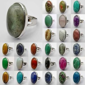 Bands Anneaux Labrador Quartz Unakite Epidote Turquoise Ruby Amethyst Agate Oval Gel Ring Size 8 Jewelry Gift For Women