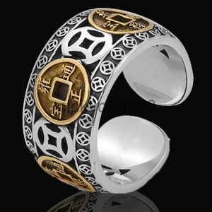 Anneaux de bande Lucky Copper Coin Rings for Women Men Men Retro Chinese Feng Shui Pixiu Ouver