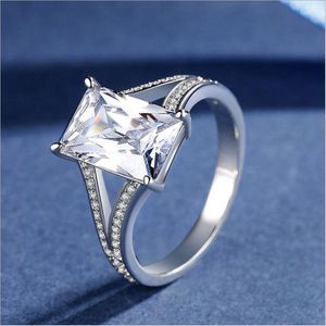 Bands anneaux mystérieux rectangular cz diamant anneau de luxe Bijoux de créateur de luxe avec boîte