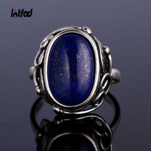 Anillos de banda Lapislázuli natural 925 Anillo de plata esterlina Anillo de piedra lunar para mujeres Hombres Anillo de dedo vintage Regalo de joyería fina J230517