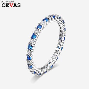 OEVAS 100 925 Sterling Silver Ruby Sapphire Sparkling High Carbon Diamond Finger Rings Pour Femmes Party Fine Jewelry Wholesale J230522
