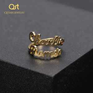 Anneaux de bande Bague personnalisée à double nom / Bague unique personnalisée / Pour petite amie épouse Maman Cadeaux Bijoux de déclaration - Colliers réglables 230718