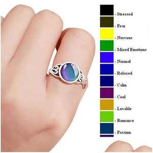 Bagues de bande Vente 925 Sier Mix Taille Mood Ring Change de couleur à votre température Révéler l'émotion intérieure Bijoux de doigt BK Drop Livraison Dh7Vx