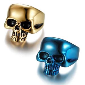 Anneaux de bande tête de crâne hommes anneaux en acier inoxydable femmes bijoux Vintage Punk Rock Cool Stuff accessoires de mode Halloween cadeau en gros 240125