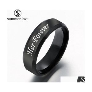 Bands Anneaux à la mode 6 mm en acier inoxydable son toujours son couple Ring Simple Wedding Engagement Lovers Valentines Present Drop Livrot JE DH8KP