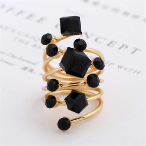 Band Rings Trendy Oversize Multi Stone Rings for Women Lady Irregular Crystal Rhinestone Charm Open Ring Korean Gothic Party Jewelry P230411