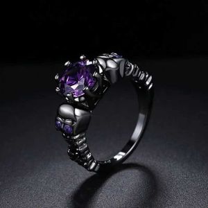 Anneaux de bande Western Vintage violet crâne femmes anneaux Punk offre spéciale Zircon cuivre anneaux pour bijoux de mode 240125