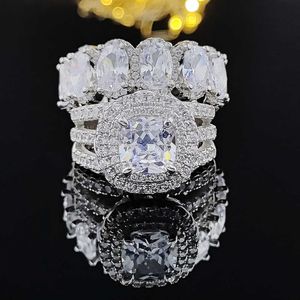 Anillos de banda Conjunto de anillos ovalados para mujer, joyería de plata, anillo de compromiso de boda, venta al por mayor R5847 2023 nuevo Z0327