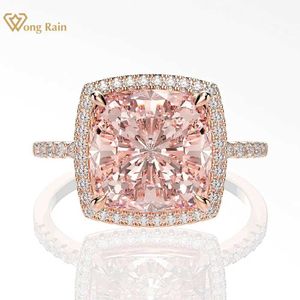 Anneaux de bande Wong Rain Luxury 100% 925 STERLSILVER CRÉATION MOSSANITE Morganite Gemstone Weddengagement Rfine Jewelry Wholesale J240429