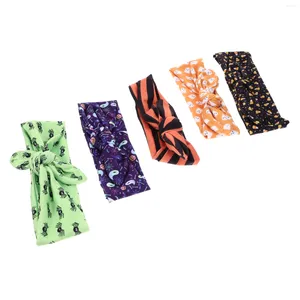 Bandanas 5pcs Bandeau Noué Élastique Head Wrap Hairband Pour Les Filles