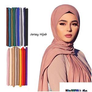 Bandanas Durag Plain Color Long Shawl Scarves Modal Jersey Hijab Muslim Headscarf Soft Black Womens Turban Tie Headband Headwrap Light Dhbqo