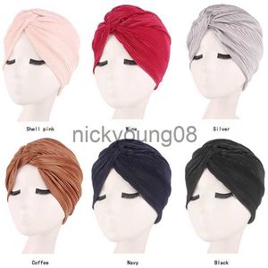 Bandanas Femmes Musulmanes Satin Croix À Volants Chimio Sommeil Turban Chapeaux Écharpe Bonnet Chapeau Chapeau pour Cancer Patient Perte De Cheveux Accessoires x0628