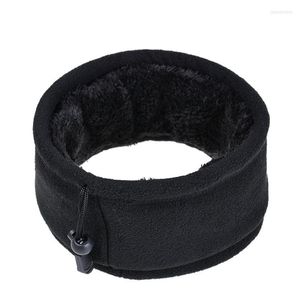 Bandanas Polaire Cache-cou Anneau Écharpe Pêche Patinage Course À Pied Ski Randonnée Bandana Chapeau Pour Femmes Hommes Hiver Chaud Noir Foulards