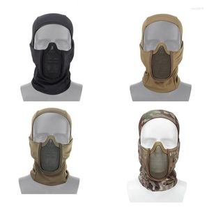 Bandanas tactique masque complet cagoule casquette moto armée Paintball couvre-chef métal maille chasse protection