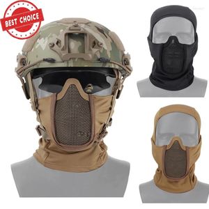 Bandanas masque tactique de couvre-chef militaire cagoule casquette Combat demi-visage en acier maille Paintball masques de chasse protection