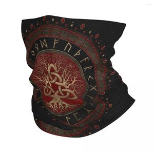 Bandanas Árbol De La Vida Con Triquetra Cuero Negro Rojo Y Polaina De Cuello Dorada A Prueba De Viento Invierno Vikingo Nórdico Yggdrasil Bandana Bufanda Para Esquí