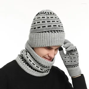 Bandanas hiver bonnet chapeau écharpe gants ensemble pour femmes hommes chaud laine longue cou plus chaud écran tactile 3 en 1 congelé