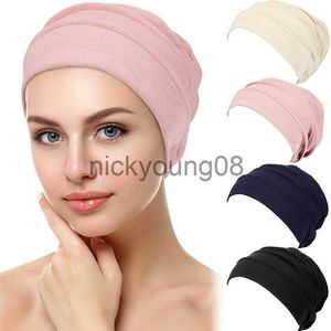 Bandanas Femmes Respirez Chapeau Nouvelles Femmes Hijabs Turban Élastique Tissu Tête Cap Chapeau Doux À Volants Cancer Chimio Cap Musulman Écharpe Cap En Gros x0628