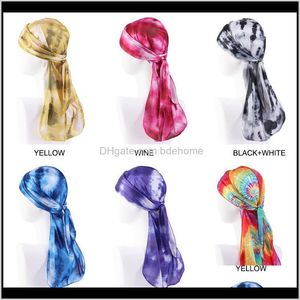 Bandanas Wraps Chapeaux, Foulards Gants Fashion Aessories Drop Delivery 2021 Tie-Dyeing Printing Durags Long Tail Rainbow Durag Bandana Turban