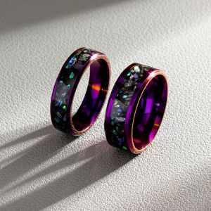 Bands mode 8 mm anneaux en acier inoxydable violet pour hommes Incru