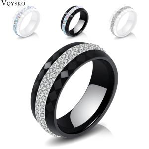 Bands High QuLity Femmes Ring Jewelry Wholesale Black and White Style Simple Comy Crystal Ceramic Anneaux pour femmes