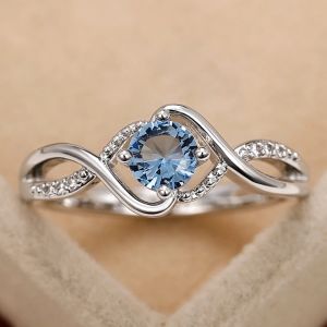 Bands Huitan 2022 Modern Design Femme's Maridings Charming Blue Cubic Zirconia High Quality Color Color Ring Engagement Bijoux