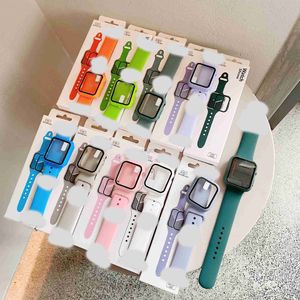 Bands Watch 2in1 STOCKES DE MONTRATION DE MONTRAGE DE MODE SIMPLE ET COUVERTURE IWATCH POUR LA WATCH BAND 6 SILICONES DE WATCHES ORIGINALES Viennent avec la boîte 240308