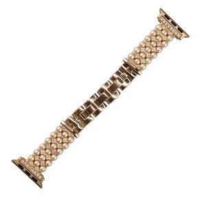 Bands Watch Diamond Pearl Metal Strap For Watch Bands Luxury Women Bracelet Bracelet Iwatch Series 7 6 5 4 3 Watchband Link Accessoires 240308