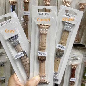 Les groupes regardent des bracelets de montre en cuir de vache authentique pour les bandes de montre Smartwatch de Watchband 3 4 5 6 7 S6 S7 SE Designer Smart Watchs STAPS Ladies US UK Rose Gold 240308